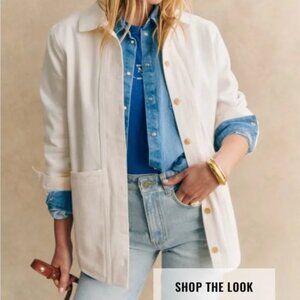 SEZANE Will Jacket in Ecru, size medium, organic cotton